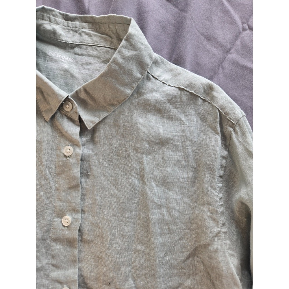Muji Mint Green Shirt Layering Linen Minimalist Quiet Luxury Old Money Size M - Picture 8 of 16
